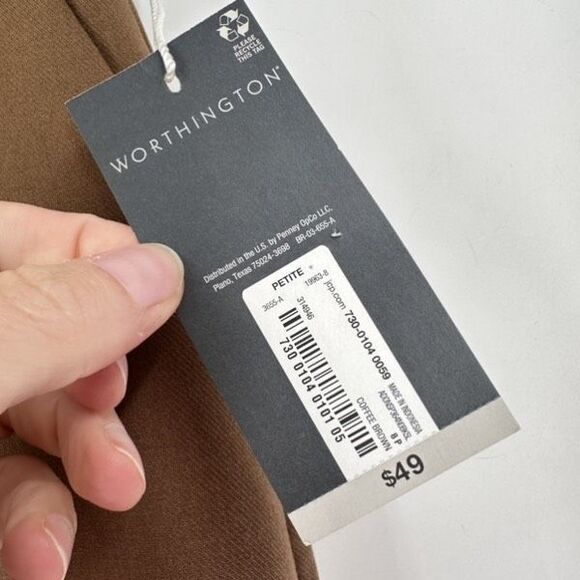 Worthington NWT Women’s Wide Leg Cropped Trouser Pants Size 8 Hi Rise Brown - Picture 6 of 12